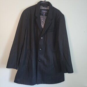 London Fog Black Pea Coat Men's XXL Wool Blend Lined Button Closure NWT
